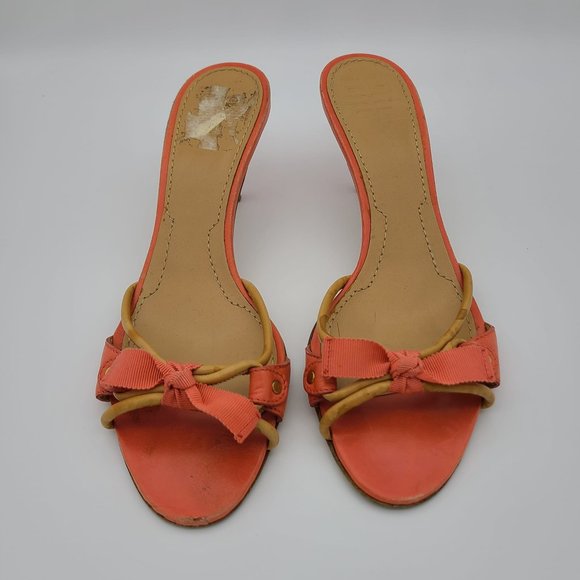 Givenchy Orange Strappy Ribbon Kitten  Heel Sandals - Picture 1 of 10